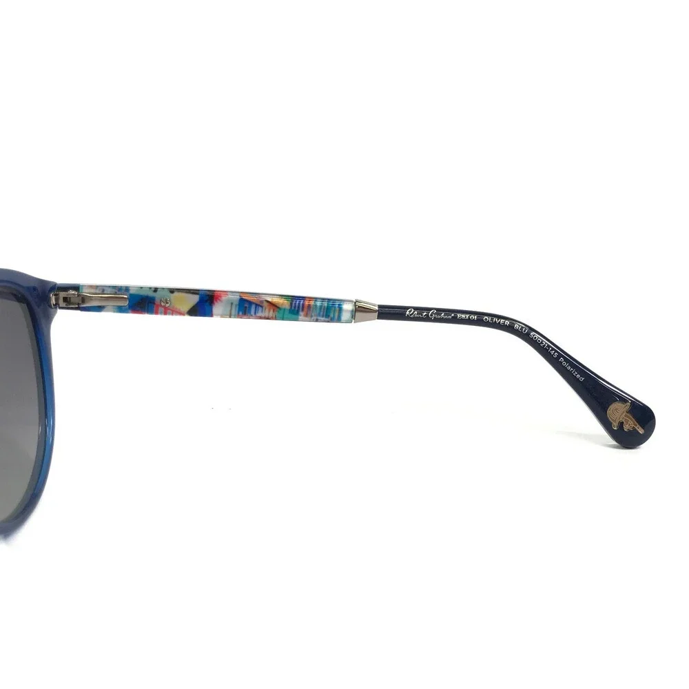 Robert Graham Sunglasses OLIVER BLU Blue Round w/ Gradient Gray Polarized Lenses